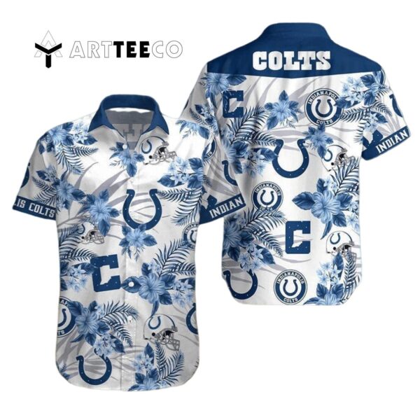 Indianapolis Colts Hibiscus Flowers Hawaiian Shirt 1