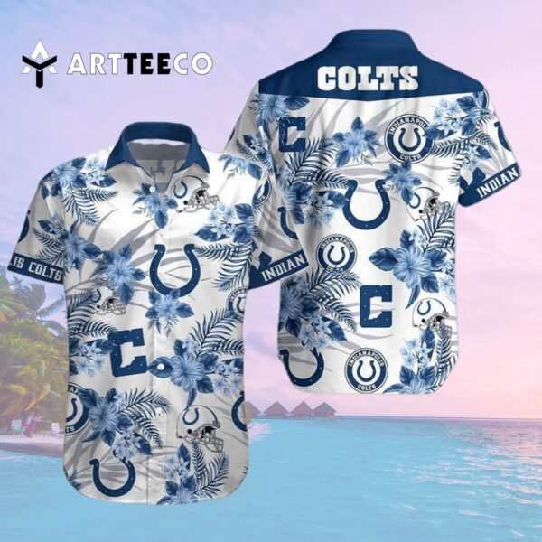 Indianapolis Colts Hibiscus Flowers Hawaiian Shirt 2
