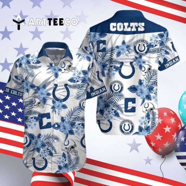 Indianapolis Colts Hibiscus Flowers Hawaiian Shirt 4