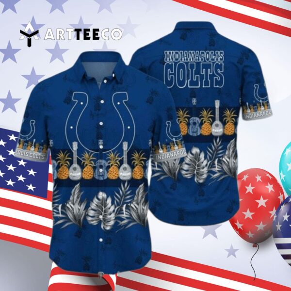 Indianapolis Colts Tropical Pattern Graphic Trends Hawaiian Shirt 4