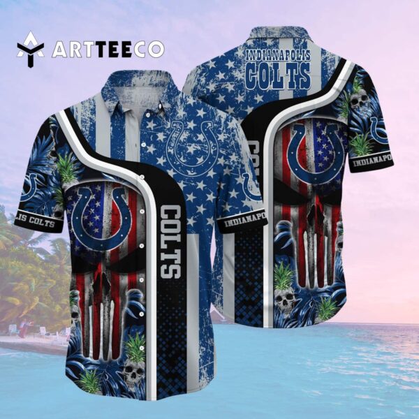 Indianapolis Colts Us Flag Skull Hawaiian Shirt 2