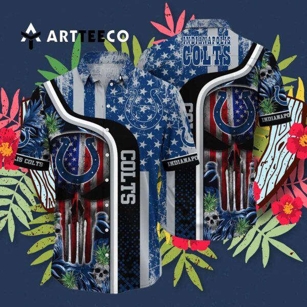 Indianapolis Colts Us Flag Skull Hawaiian Shirt 3