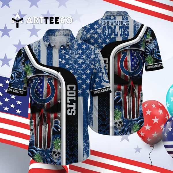 Indianapolis Colts Us Flag Skull Hawaiian Shirt 4