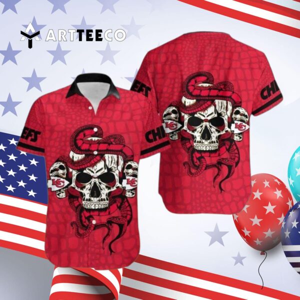 Kansas City Chiefs Snake And Skull Octopus Hawaiian Shirt 4