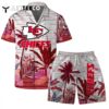 Kansas City Chiefs Team Logo Pattern Aloha Colorful Retro Hawaiian Shirt and Shorts Set