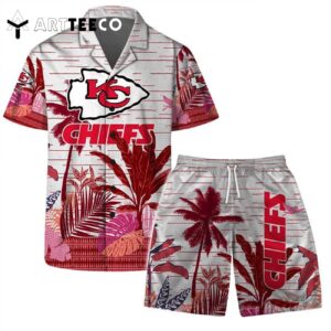 Kansas City Chiefs Team Logo Pattern Aloha Colorful Retro Hawaiian Shirt and Shorts Set