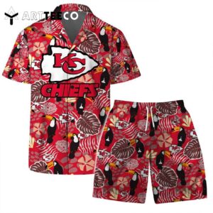 Kansas City Chiefs Team Logo Pattern Champions Hawaiian Shirt and Shorts Set