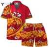 Kansas City Chiefs Team Logo Pattern Us Flag Hawaiian Shirt and Shorts Set