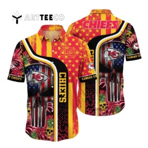 Kansas City Chiefs Us Flag Skull Hawaiian Shirt 1