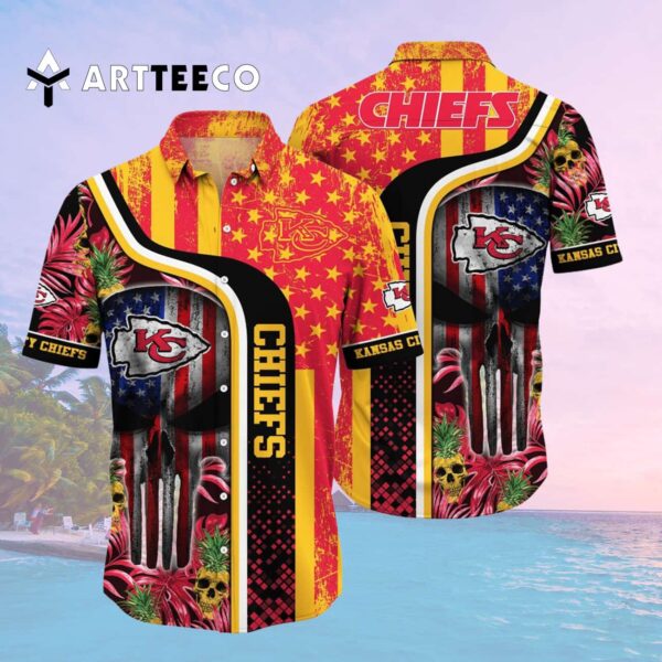 Kansas City Chiefs Us Flag Skull Hawaiian Shirt 2