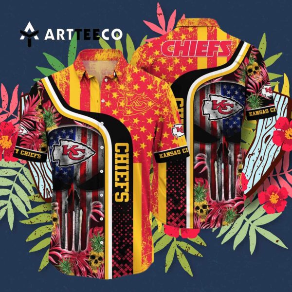 Kansas City Chiefs Us Flag Skull Hawaiian Shirt 3