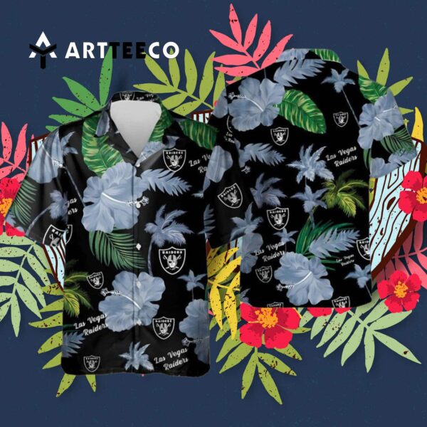 Las Vegas Raiders Color Hibiscus Hawaiian Shirt 3