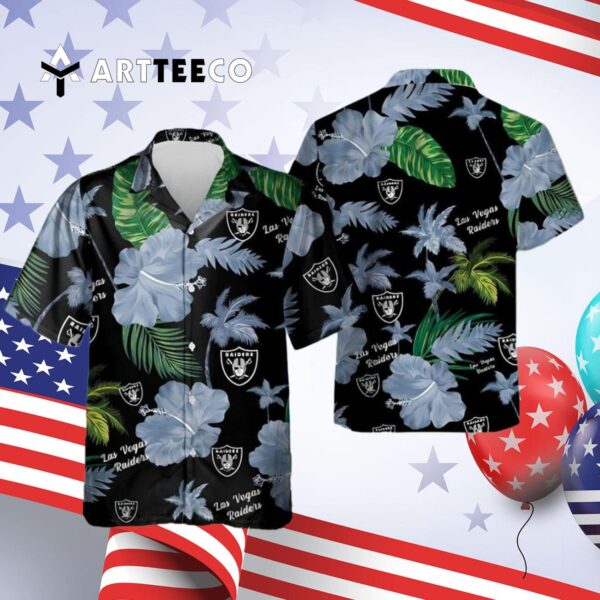 Las Vegas Raiders Color Hibiscus Hawaiian Shirt 4