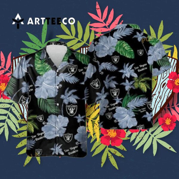 Las Vegas Raiders Hibiscus Flower Aloha Hawaiian Shirt 3