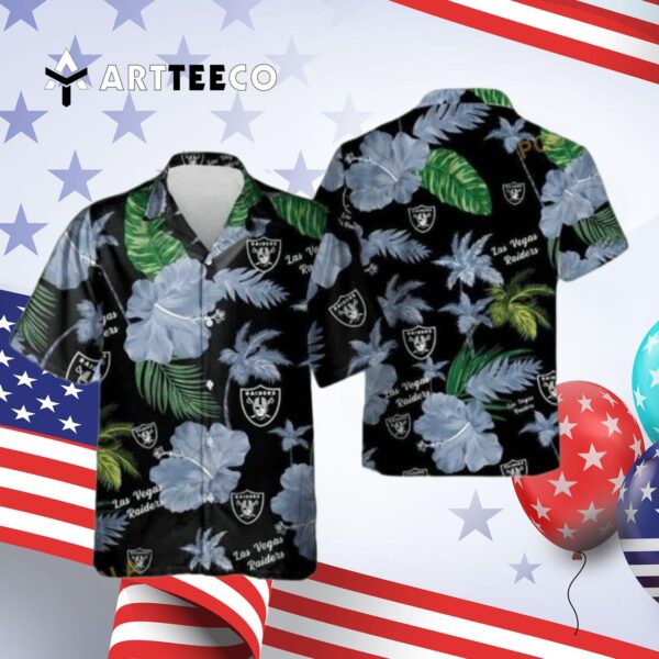 Las Vegas Raiders Hibiscus Flower Aloha Hawaiian Shirt 4