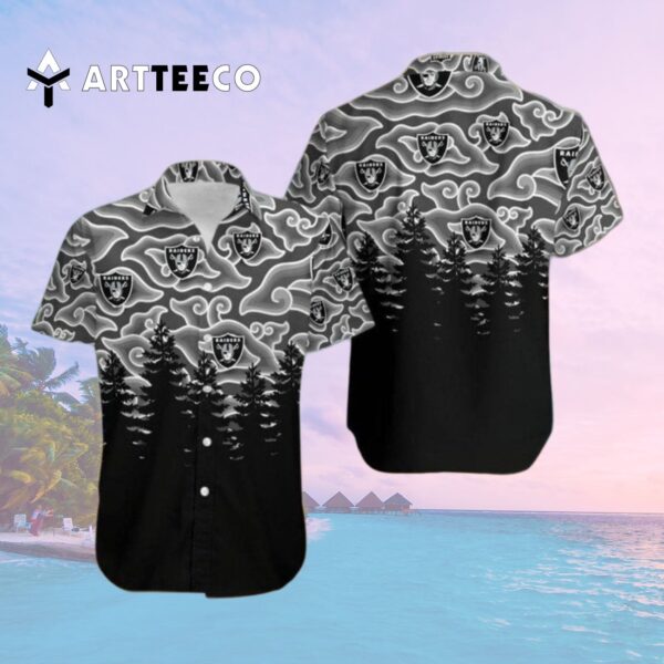 Las Vegas Raiders Ninja Cloud Black Forest Hawaiian Shirt 2
