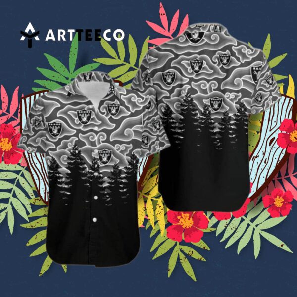 Las Vegas Raiders Ninja Cloud Black Forest Hawaiian Shirt 3