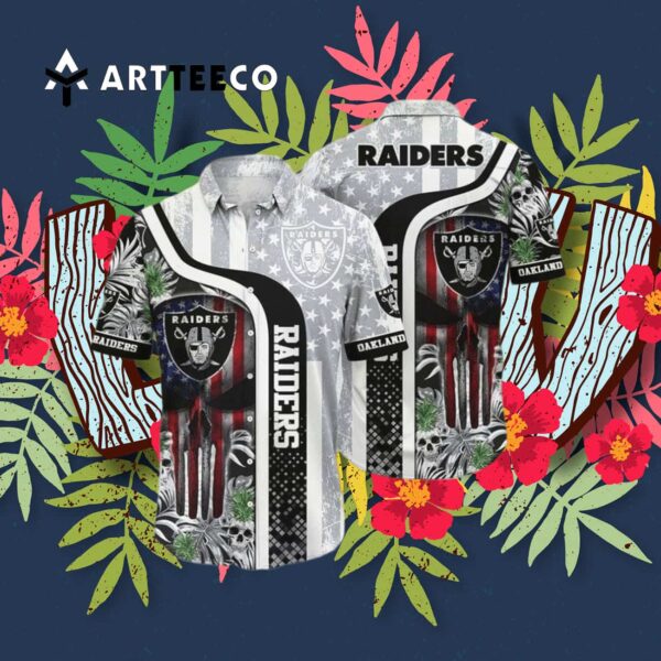 Las Vegas Raiders Skull Halloween Hawaiian Shirt 3