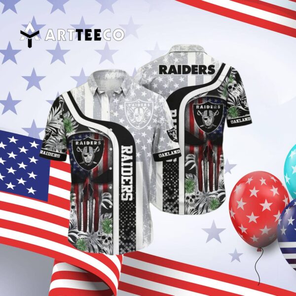 Las Vegas Raiders Skull Halloween Hawaiian Shirt 4