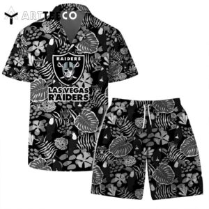 Las Vegas Raiders Team Logo Pattern Champions Hawaiian Shirt and Shorts Set