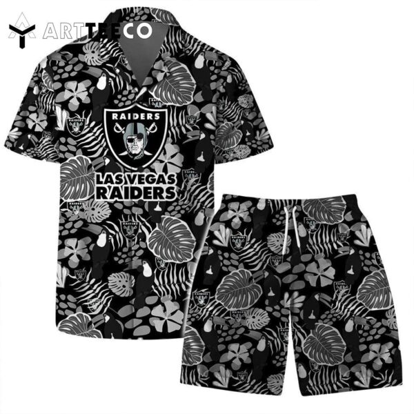 Las Vegas Raiders Team Logo Pattern Champions Hawaiian Shirt and Shorts Set