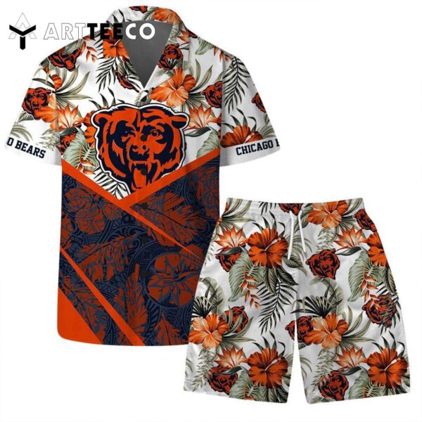 Lets Go Chicago Bears Team Logo Pattern Hawaiian Shirt and Shorts Set