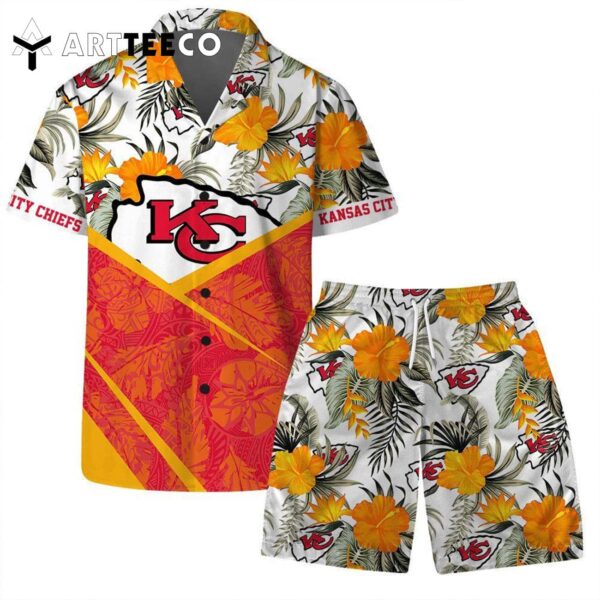 Lets Go Kansas City Chiefs Team Logo Pattern Hawaiian Shirt and Shorts Set