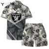 Lets Go Las Vegas Raiders Team Logo Pattern Hawaiian Shirt and Shorts Set