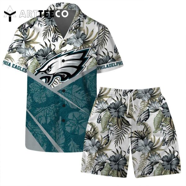 Lets Go Philadelphia Eagles Team Logo Pattern Hawaiian Shirt and Shorts Set