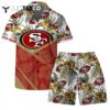 Lets Go San Francisco 49ers Team Logo Pattern Hawaiian Shirt and Shorts Set
