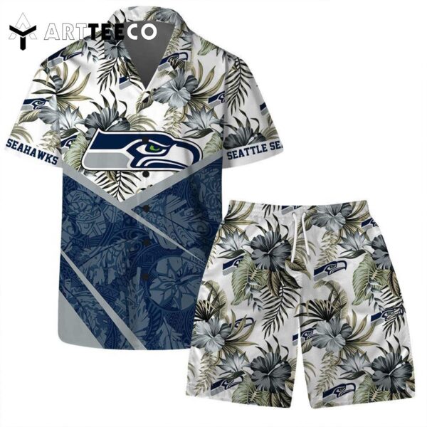 Lets Go Seattle Seahawks Team Logo Pattern Hawaiian Shirt and Shorts Set