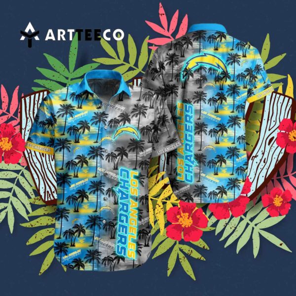 Los Angeles Chargers Aloha Flowers V2 Hawaiian Shirt 3