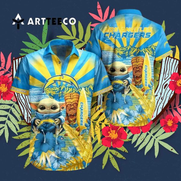 Los Angeles Chargers Baby Yoda Hawaiian Shirt 3