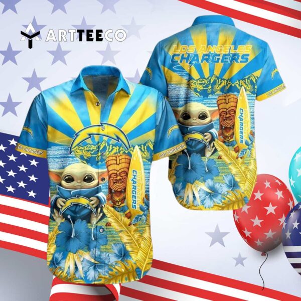 Los Angeles Chargers Baby Yoda Hawaiian Shirt 4
