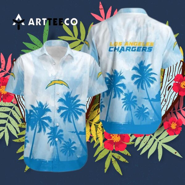 Los Angeles Chargers Coconut Trees Nfl Hawaiian Shirt 3