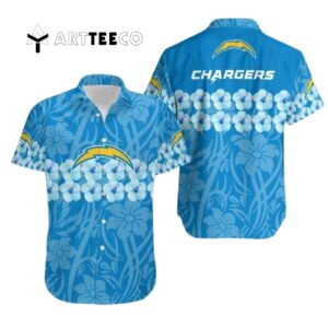 Los Angeles Chargers Flower And Logo Hawaiian Shirt 1