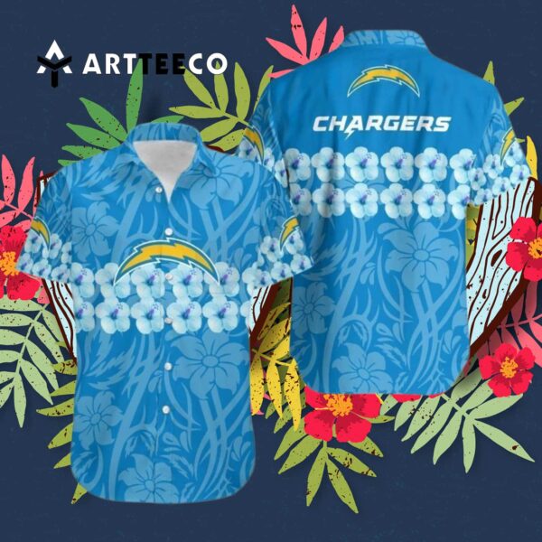 Los Angeles Chargers Flower And Logo Hawaiian Shirt 3