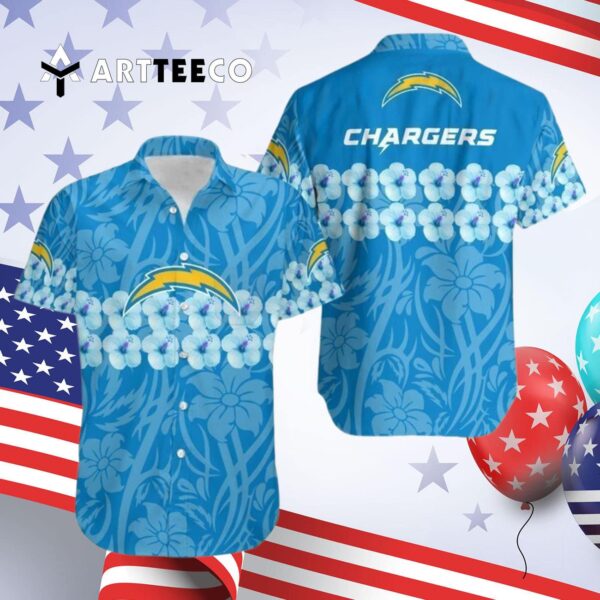 Los Angeles Chargers Flower And Logo Hawaiian Shirt 4