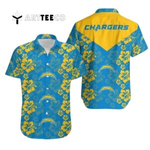 Los Angeles Chargers Flower And Logo V2 Hawaiian Shirt 1