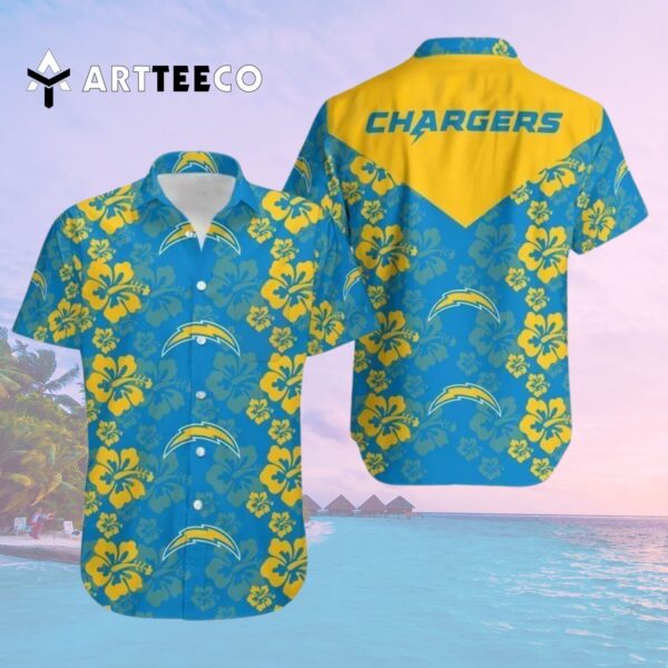 Los Angeles Chargers Flower And Logo V2 Hawaiian Shirt 2