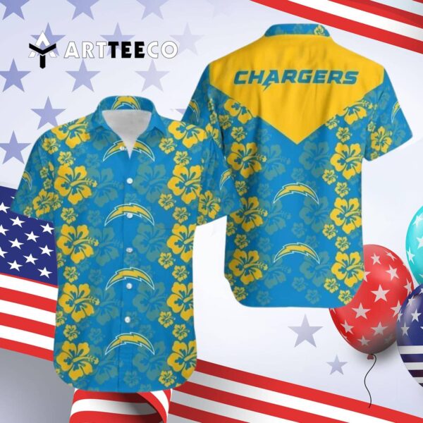 Los Angeles Chargers Flower And Logo V2 Hawaiian Shirt 4