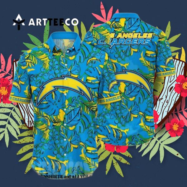 Los Angeles Chargers Flower Classic Hawaiian Shirt 3