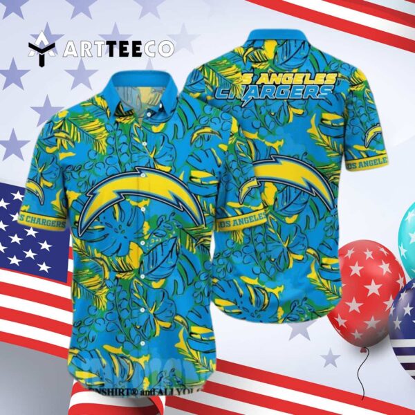 Los Angeles Chargers Flower Classic Hawaiian Shirt 4
