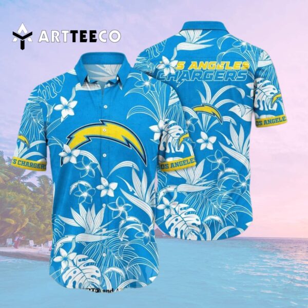 Los Angeles Chargers Flower Unisex Hawaiian Shirt 2