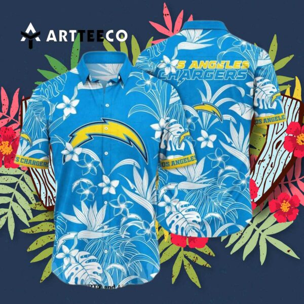 Los Angeles Chargers Flower Unisex Hawaiian Shirt 3