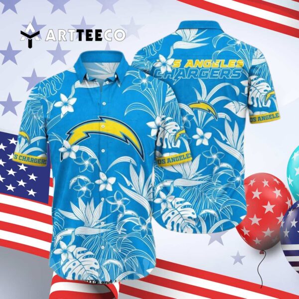 Los Angeles Chargers Flower Unisex Hawaiian Shirt 4