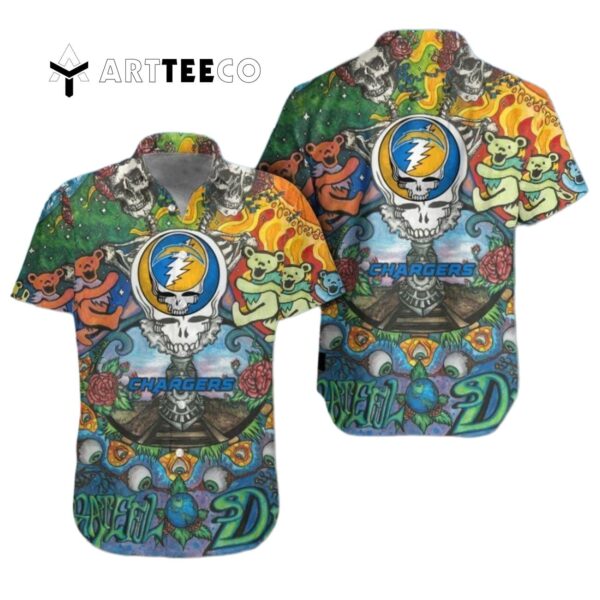 Los Angeles Chargers Grateful Dead Nfl Hawaiian Shirt 1