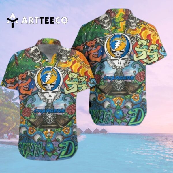 Los Angeles Chargers Grateful Dead Nfl Hawaiian Shirt 2