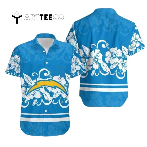 Los Angeles Chargers Hibiscus Flowers Hawaiian Shirt 1