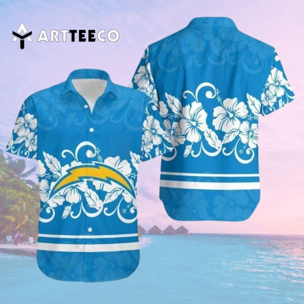 Los Angeles Chargers Hibiscus Flowers Hawaiian Shirt 2